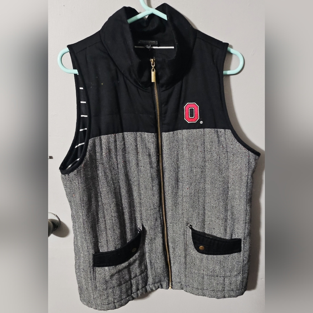 Womens Game day Couture OSU zipper vest black/gray size XL